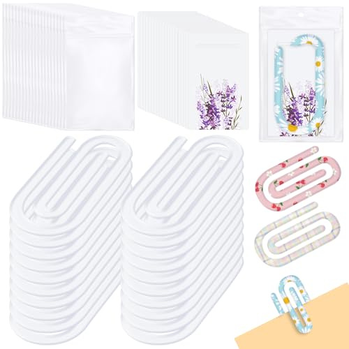 20 Pack Sublimation Blanks 4 x 2'' Jumbo Acrylic Paper Clips with Display Cards and OPP Bags Sublimation Bookmarks for Heat Transfer DIY Design Office School Teacher Supplies Gift