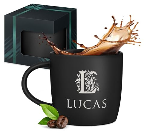 Maverton Mug personnalisable pour hommes - 400ml Tasse à Café Gravée avec Prénom et Texte - Mug Humour pour frère - ami - idée cadeau anniversaire - Noël - Bureau - intérieur noir - monogramme