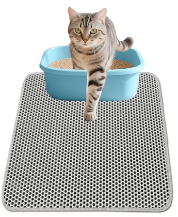 pclapora Tappetino Lettiera Gatto, 30 x 45cm Tappeto Lettiera Gatto Doppio Strato Antiscivolo, Cat Litter Mat, Tappetino per Gatti a Forma di Nido d'Ape, per Gatti, Facile da Pulire