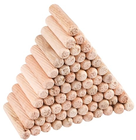 Varenzya 500 Piezas Tacos de Madera, 8 x 40 mm Tacos Madera con Rayas Diagonales, Extremos Biselados Tacos Maderas Union, Espigas de Ensamblaje de Maderas para Muebles Carpintería y Manualidades