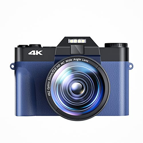 Videokamera, Makroobjektiv 48MP AF-kamera for fotografering 16X vidvinkel 4K-videokamera Streaming webbkamera vändskärm Videoinspelare(32G TF Card,With 2 Lens)