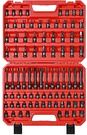CASOMAN 84 Pieces 3/8 Dr. Master Hex & Torx Bit Impact Socket Set, CR-MO, SAE/Metric, Impact Grade, 3/8 Drive Allen Bit Socket Set