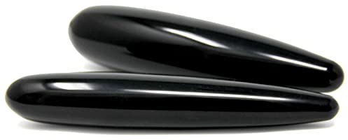 Varitas Yoni Negras Naturales De 18 Cm, Varita De Placer Artesanal De Piedras Preciosas, Palo De Masaje De Manos Corporales, Varita De Jade Con Adorno De Piedra Mágica, 2 Uds.