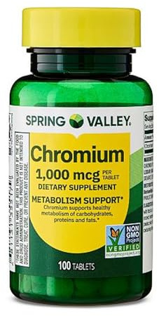 4 TOP CARE Chromium Metabolism Support Dietary Supplement Tablets, 1,000 mcg, 100 Count