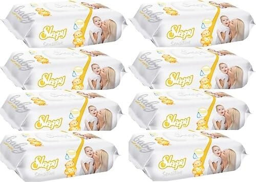 Sleepy Sensitive Baby Feuchttücher 80 Stück 8er Packung (640 Stück) 100% Reines Wasser und bio Baumwolle