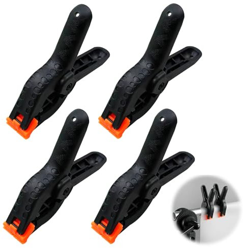 Juego de 4 Pinzas de Resorte con Gran Fuerza de Sujeción, Abrazaderas de Sujeción con Amplia Apertura de Mordaza, Clips de Muelle y Mordaza Móvil para Trabajos Versátiles