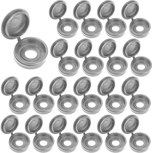 LICQIC 50 PCS Screw Cover Caps, Plastic Hinged Screw Cover Caps, Small Screw Caps for M4 - M6 Screws (Gray)