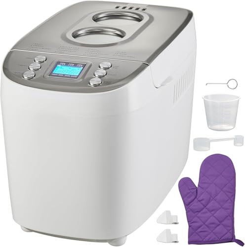 WaaYb Maker de Pain 15 en 1, Machine à Pain de Pain 3 LB, Machine à Pain numérique programmable, Pan en céramique antiadhésif Automatique Maker sans Gluten, Fabricant de pâte, levain, Yaourt White