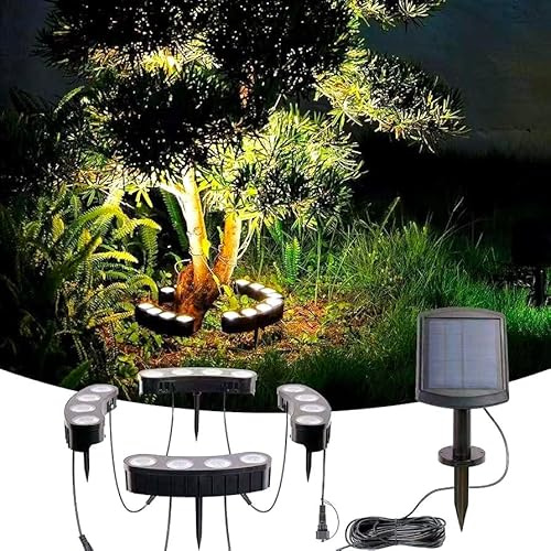 Sublume Solar Tree Lights Outdoor, Ring Spotlights with Warm White LED for Outdoor Uplighting, 2-in-1 (Sticked&Tied), IP65 Waterproof, 2000Mah Palm Tree Uplights for Garden, Landscape, Pathway, Yard