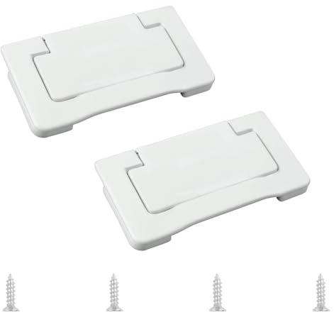 MOROBOR Lot de 2 poignées de porte de poche, anneau de tirage encastré en alliage de zinc dissimulé avec vis pour armoires, armoires et tiroirs (blanc chaud)
