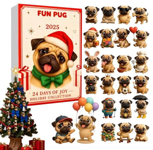 Adventskalenderleksaker, 2D-souvenir platt hund hänge - 2025 julkalender, för flickor, systerdotter, tonåringar, studenter, ryggsäck väska