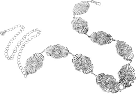 KOMBIUDA Western Cowgirl Metal Concho Chain Belt For Women Boho Ethnic Waist Chain Accessory For Jeans Dresses Concert Outfits Scratch-resistant Country Style