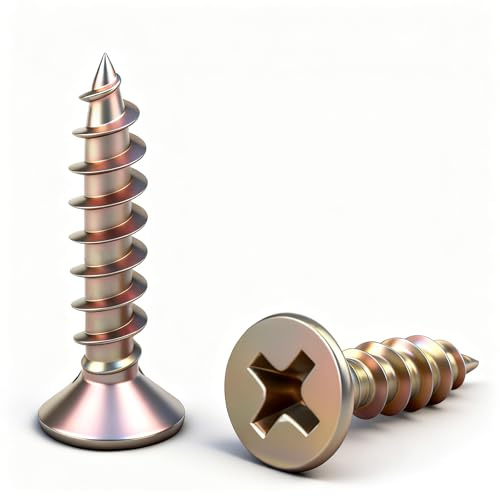 QANCEN 50 piezas Tornillos Autorroscantes para Madera, Cabeza Avellanada en Cruz M5x50mm, Tornillos de Cabeza Plana Adecuados para Proyectos de Bricolaje y Muebles