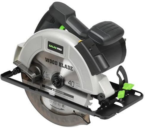 GALAX PRO 1400W Seghe Circolare,Sega Circolare con Guida Laser,Taglio Massima:62mm (90°) e 48mm (45°), 2 lame da sega Ø185mm (24T + 40T),Ideale per Tagliare Legno