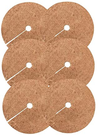 Peosaard Copertura per Piante di Cocco, Tappetino per Piante di Cocco Fioriera Tappetino per Protezione dal Freddo Rotondo per Fiori da Giardino 6 Pezzi 40x40x0.4 cm, Disco per Pacciamatura