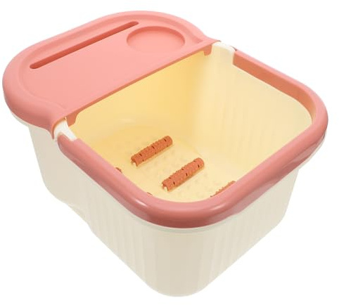 HEANUJJ Baño de Pies Pequeño para Masaje y Remojo, Color Beige Leche, Plástico Duradero, Protuberancias Terapéuticas para Estimular la Circulación, Adecuado para Spa y Cuidado Personal