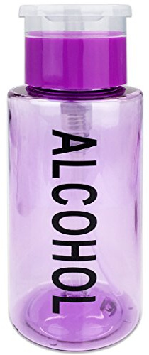 7oz Purple Push Down Pump Dispenser Empty Refillerble Bottle with Flip Top Cap - for Nail Polish, Travel, Cosmetics Packaging