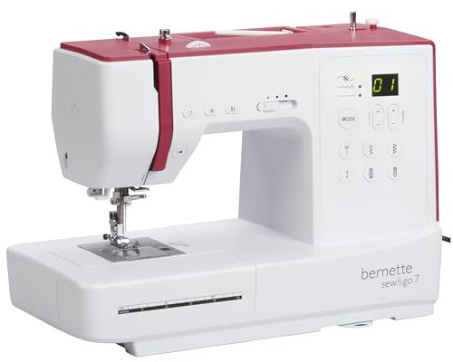 bernette sew&go 7 - elektronische Computer Nähmaschine, digitale Steuerung, einfache Bedienung, 80 Stiche, 7 Nähfüße, einstellbare Nähgeschwindigkeit, Start/Stopp-Funktion