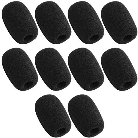 10 Piece Black L 35mm x D10mm Mini Microphone Headset Windscreen Foam Mic Cover