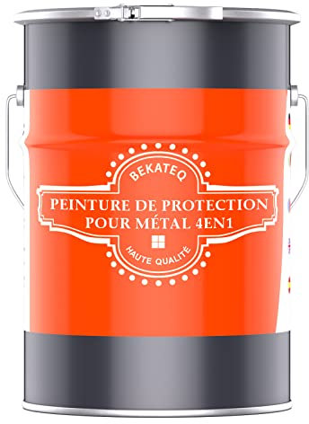 BEKATEQ LS-570 Peinture métal 4en1 I Peinture fer et acier 2,5l Gris béton I Apprêt + Peinture antirouille + Couche intermédiaire + Couche de finition I Pour toiture, fenêtres, portes, clôture