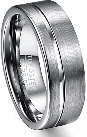 ZENSE - Bague homme satinée rainurée en acier argenté ZR0172, taille 73
