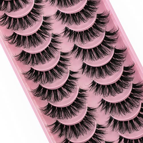 Clear Band Wimpern Russische Volume Fluffy Strip Lashes 10 Paar Natrliche Wispy D Curly Falsche Wimpern sehen aus wie Verlängerungen… (HT77-6)