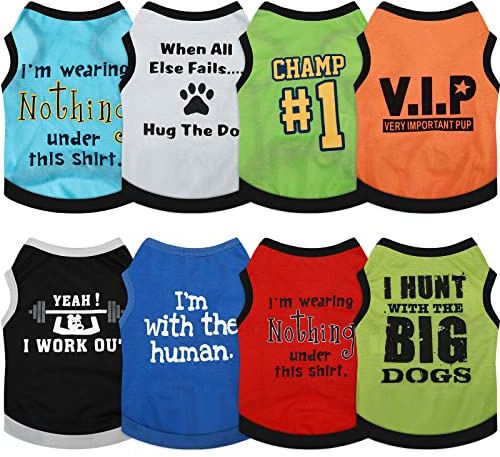 8 Piezas de Camisas para Perros con Estampado Divertido para Cachorros, Ropa de Verano Suave para Perros, Camisetas Transpirables para Mascotas, Ropa para Cachorros (Mediano)