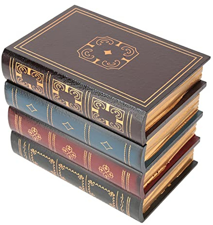 Joyzan Decorative Fake Book Box, Book Safe Dictionary Secret Cash Storage Diversion Hidden Security Money Case Wooden Vintage Faux Containers Decor Home Office Jewelry Documents Bookshelf Coffee Table