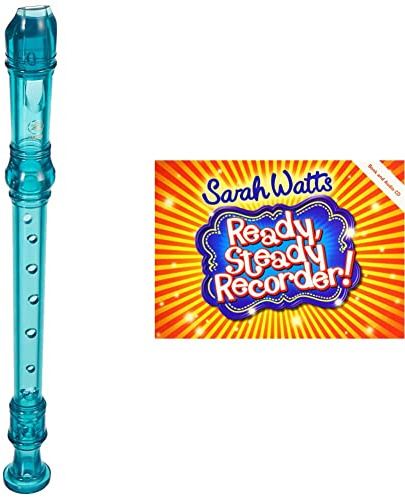 YAMAHA Recorder - Soprano Recorder, German fingering, Translucent Blue & Ready, Steady Recorder! Pupil Book & CD.