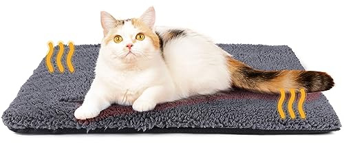 Self Warming Cat Bed Self Heating Cat Dog Mat 24 x 18 inch Extra Warm Thermal Pet Pad for Indoor Outdoor Pets with Removable Cover Non-Slip Bottom Washable Non Electric
