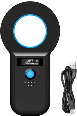 Gbformat Bluetooth Lector Chip Mascotas OLED Lector Microchip Portátil de Mano Animal Mascota Lector Microchip Identificación de Chip FID para Mascotas de EMID, FDX-B(ISO 11784/11785)