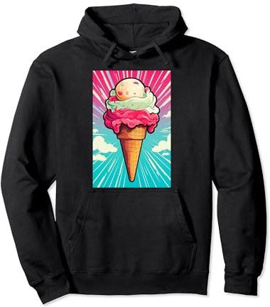 Gaufrier glacé cornet de glace glace pop art vintage rétro glacé café glacé Sweat à Capuche