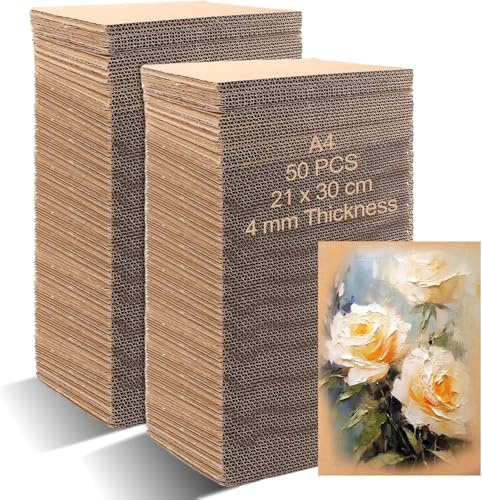Oungy 50 pezzi di cartone ondulato A4 (210 x 300 mm), cartone ondulato da 4 mm, per pittura, modellazione