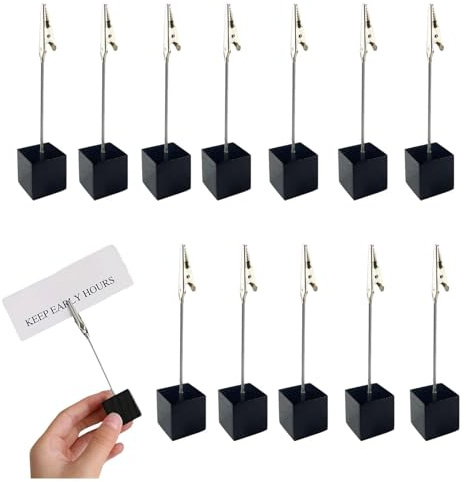 ZHYUAN 22 Pezzi Porta Segnaposto Clip,Porta Foto Con Mollette,Porta Memo,Clip in Legno Per Memo,Message Clip Holder Stand,Memo Foto Titolare Carta,per Decorazioni Ufficio,Matrimonio,Festa,Casa(nero)