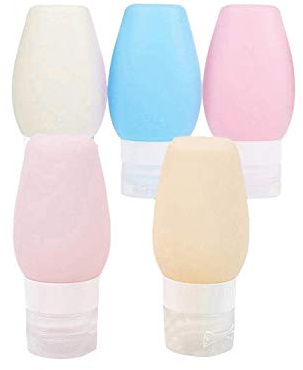 Fcuajdkq - Lote de 5 unidades para serías de viaje de silicona, tubo de succión vacía con champú de gel de ducha loción subatascado recargable manguera botella 60 ml