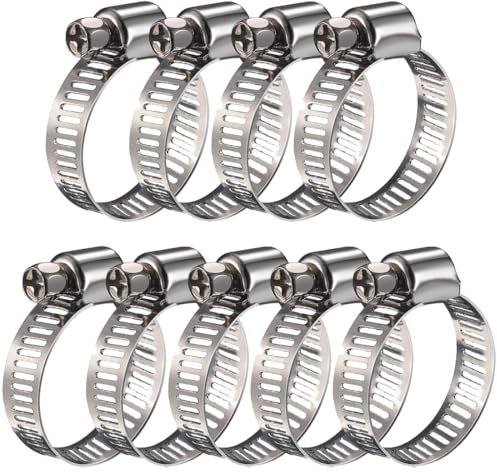 AEIOPRS 9 Pcs Colliers de Serrage en Acier Inoxydable 16-25mm Extra Solides Ajustables pour Tuyaux Gaz Eau Voiture Machine à Laver Jardin