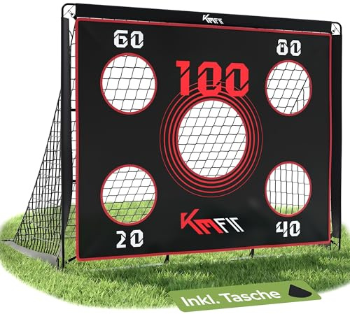 KM-Fit Porta da Calcio 2-in-1 150 x 120 cm con Bersaglio | Porta Allenamento per Bambini e Adulti | Porta Calcio da Giardino | Precisione di Tiro e Tecnica