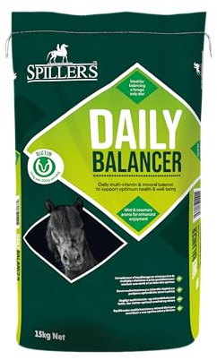 SPILLERS Daily Balancer Horse Feed 15KG, Mint & Rosemary – Contains Vitamins, Minerals and Biotin – Provides Balanced Diet for Horses and Ponies – No Added Iron – Supports Hoof Health