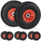 Relaxdays 8 x Sackkarrenrad, pannensichere PU-Vollgummireifen, 4.1/3.5-4, für 16 mm Achse, bis 150 kg, 260x85 mm, schwarz-rot