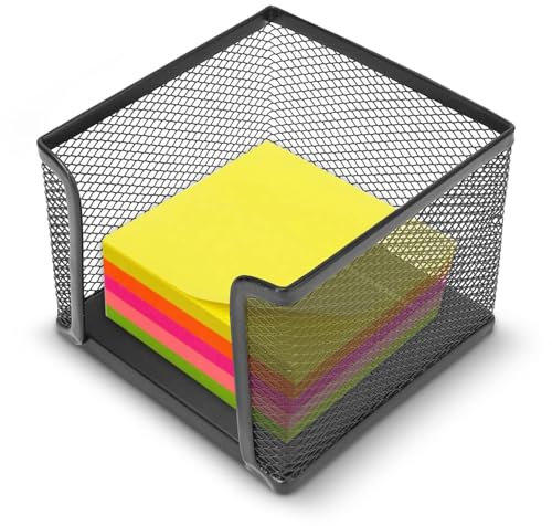 Zettelbox Office, Zettelkasten, Zettelbox aus Drahtmetall, Cube Zettelbox, Schwarz, 10,4 x 10,4 x 7,9 cm