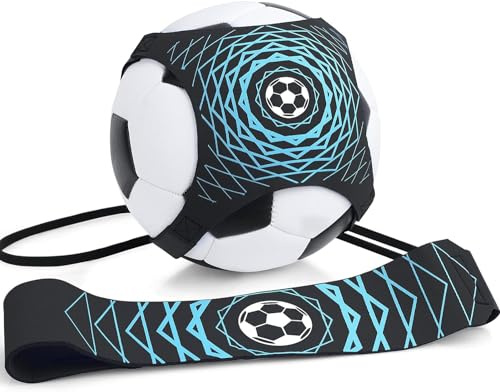 GIEMIT Football Kick Trainer Soccer Training Belt Football Training Aids for Youth Adults Universal Fits Ball Size 3,4,5 (Blue+Black)
