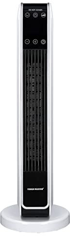 TOUGH MASTER Electric Heater 2000W Oscillation 2 Heat Setting with LED Display 8 Hour Timer & Remote Control, Portable Space Tower Heater For The Office, Home, Workshop In White & Black
