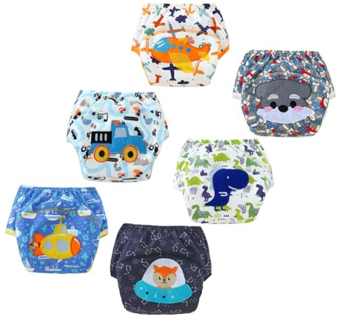 FedMois Culotte Apprentissage Propreté Garcon Fille Culotte d'apprentissage Enfant Lavable, Lot de 6, Crocodiles, 1-2 Ans