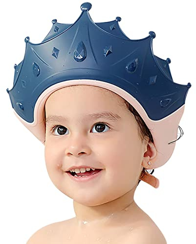 FUNUPUP Baby Shower Cap, Kids Shampoo Shower Bath Cap Adjustable Hair Washing Shampoo Shield Baby Visor for Eyes and Ears Protector (Blue)
