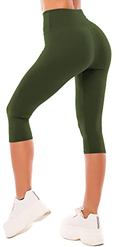 SINOPHANT Leggings med hög midja för kvinnor, mjuka, elastiska och ogenomskinliga caprileggings som håller magen inne, yogabyxor för träning och gym, L/XL