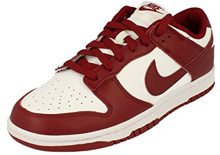 NIKE Dunk Low Retro Herren Sneaker Sneaker Schuhe, weiß / rot, 42.5 EU