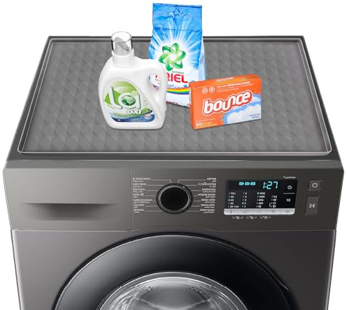 Garolue Washer and Dryer Top Protector Mat,23.6“ x 19.7 Silicone Rubber Mat for Laudry Machine & Dryer,Non Slip Heavy Duty Waterproof Washable Top Cover Pad for Home Kitchen Laundry Room