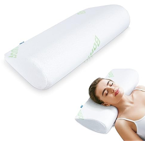 INFANZIA Cervical Memory Foam Neck Pillow, Orthopaedic Drop-Shaped Pillow for Neck Pain Relief, Ergonomic Bed Pillow for Side & Back Sleepers, Breathable Cooling Cover, 53 x 22cm