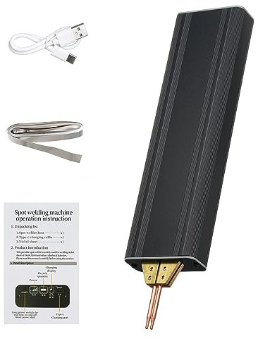 Funien Poste à souder électrique, Soudeur par Points Portable 5 Vitesses réglables, Soudeur par Points portatif 0,1~0,15 mm d'épaisseur, Soudeur de Feuille de Nickel, Charge USB 18650, soudage par p