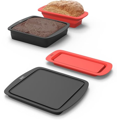 WAFE Brownie Cake Tins & Trays for Baking, Set of 2 Bread & Loaf Tins, Non Stick Collapsible Silicone Food Grade Moulds Pan for Loaves, Chocolate Bar & More